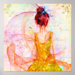 Messy Hair Mystical Girl Poster