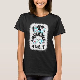 Messy Hair Woman Bun Cna Krankenpflege 1 T-Shirt