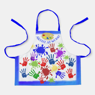 Messy Handprints von Künstlern bei der Arbeit Kind Schürze