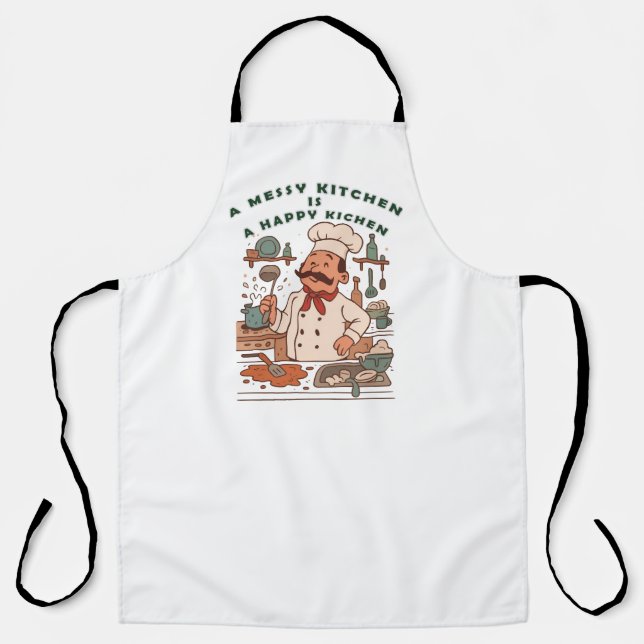 Messy Kitchen, Happy Koch Schürze (Vorderseite)