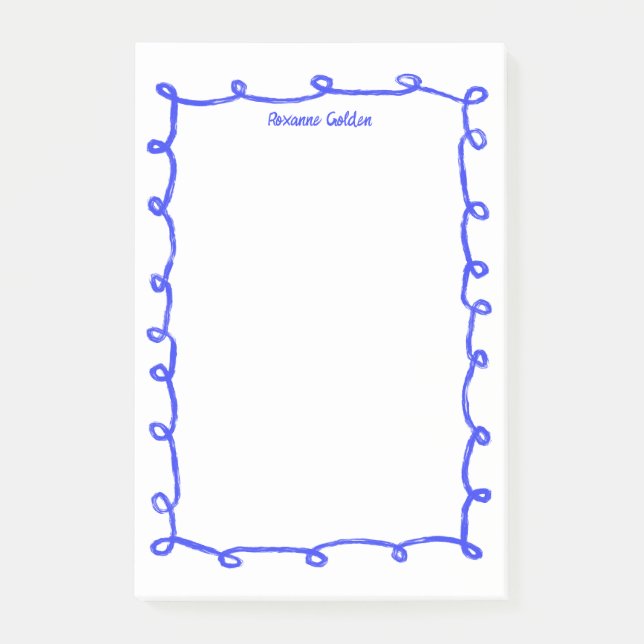 Messy Loops Doodle Frame INDIVIDUELLE NAME Notepad Post-it Klebezettel (Vorderseite)