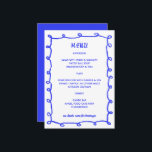 Messy Loops Hand gezeichnet Custom Bar Bat Mitzvah Menükarte<br><div class="desc">Perfekte Menükarte für eine Fledermausmitzvah, Bar mitzvah oder andere jüdische Feiern! Handgefertigte Pinselstrichrahmen für Sie auf der Vorderseite! Vollständig anpassbar! Klicken Sie auf "Personalisieren" oben, um den Text zu bearbeiten. Klicken Sie auf "Bearbeiten mit dem Designwerkzeug", um die Schriftart, Farben und Einstellungen anzupassen und die hintere Seitenfarbe zu löschen, wenn...</div>