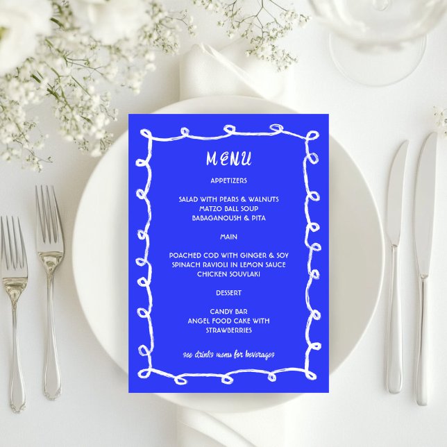 Messy Loops Hand gezeichnet Custom Bar Bat Mitzvah Menükarte (Messy Loops Hand Drawn Custom Bar Bat Mitzvah Menu
)