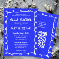 Messy Loops Hand gezeichnet QR Bar Bat Mitzvah