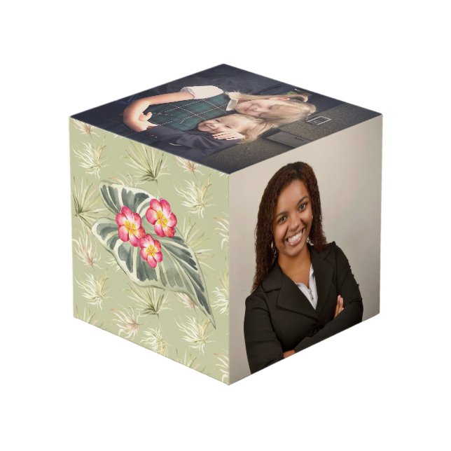 Messy Palm Tri-Color mit Fotos Würfel (Vorderseite Schrägansicht)