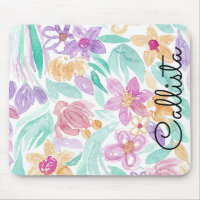 Messy Pink Orange Floral Watercolor Monogram
