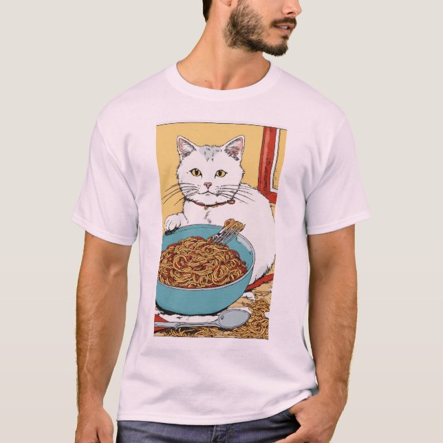 Messy Spaghetti Cat - Hergé Inspiriert T - Shirt D (Vorderseite)