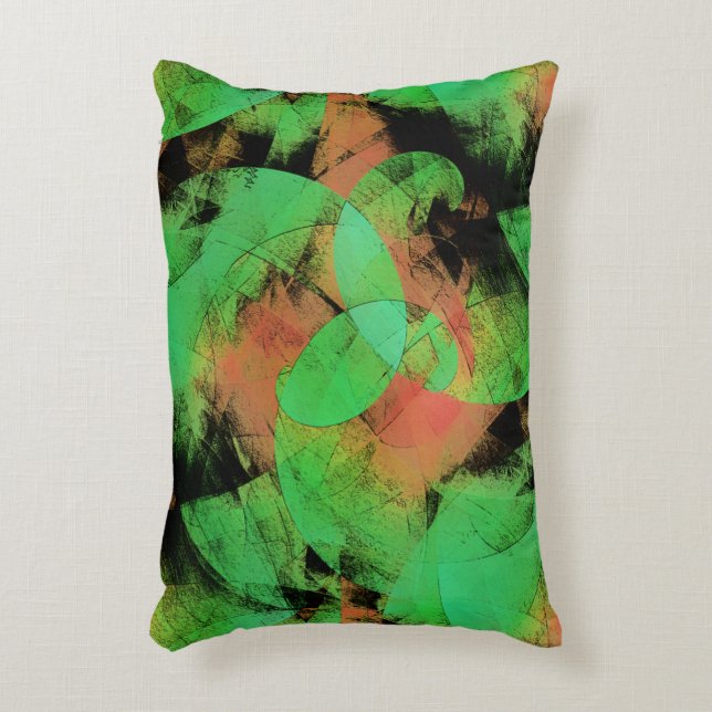 Messy überlappende texturierte Lachs grüne Spirale Dekokissen (Vorderseite(Vertikal))