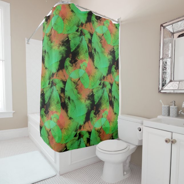 Messy überlappende texturierte Lachs grüne Spirale Duschvorhang (Beispiel)