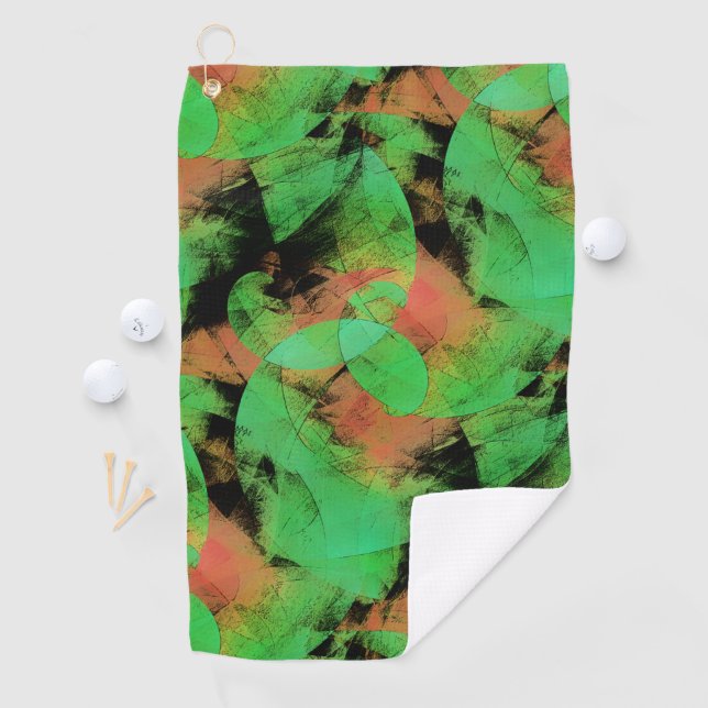 Messy überlappende texturierte Lachs grüne Spirale Golfhandtuch (Insitu)