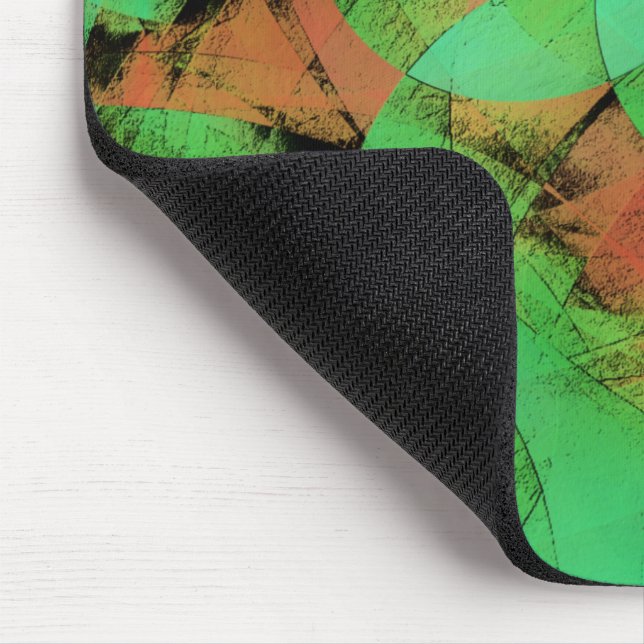 Messy überlappende texturierte Lachs grüne Spirale Mousepad (Ecke)