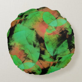 Messy überlappende texturierte Lachs grüne Spirale Rundes Kissen
