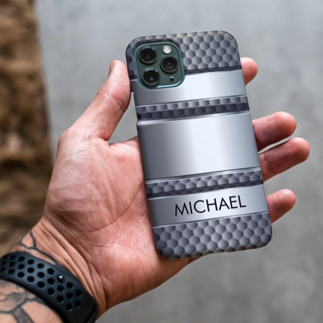 Metal 3D-Look Silver Steel Monogram Case-Mate iPhone Hülle (Von Creator hochgeladen)