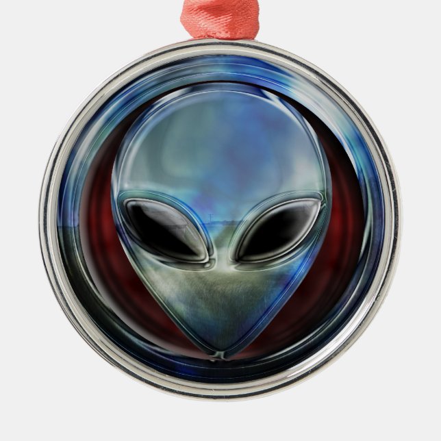 Metal Alien Head 03 Ornament Aus Metall (Vorne)