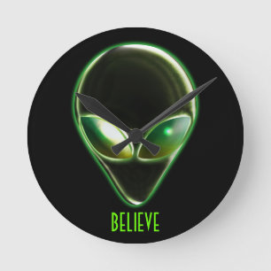Metal Alien Head 04 Wall Clock Runde Wanduhr