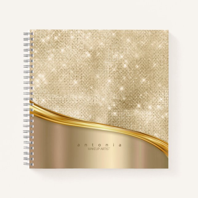 Metal and Glitzer Wave Gold ID807 Notizbuch (Vorderseite)