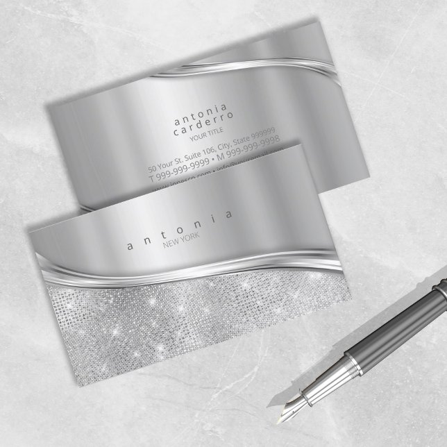 Metal and Glitzer Wave Silver ID807 Visitenkarte (Von Creator hochgeladen)