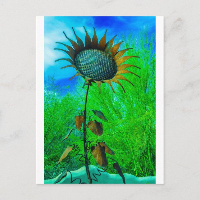 Metal Art Sonnenblumen farbenfroher Hintergrund Postkarte (Vorderseite)