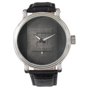 Metal Black Metal Rustic E Monogram Watch Armbanduhr