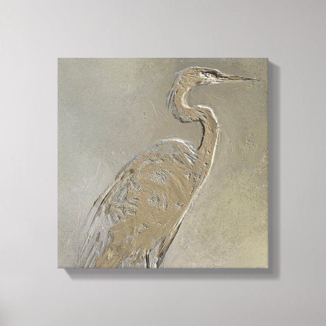 Metal Blue Heron Leinwanddruck (Vorderseite)