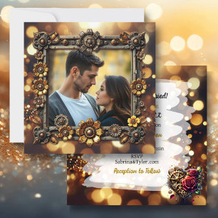 Metal-Blume Steampunk Personalisiert Hochzeit Einladung