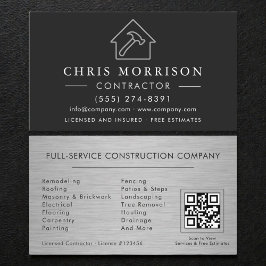 Metal Building Construction Black Silver QR Code Visitenkarte