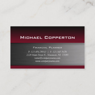Metal Business Card Burgundy Red Header Visitenkarte