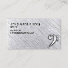 Metal Chrome Bass Clef Bassist Business Card Visitenkarte