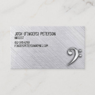 Metal Chrome Bass Clef Bassist Business Card Visitenkarte