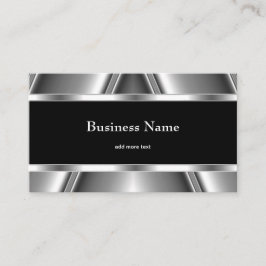 Metal Chrome Elegantes Silver Black & White Style Visitenkarte