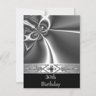 Metal Chrome Schwarz Weiß Stil Silber 30. Einladung