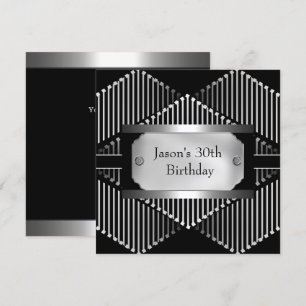 Metal Chrome Schwarz Weiß Stil Silber Herren 30. Einladung