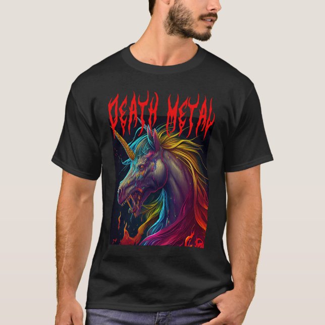 Metal Festival Puking Unicorn Death Metal Unicorn  T-Shirt (Vorderseite)