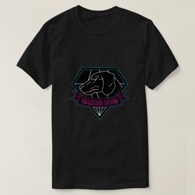 ° METAL GEAR SOLID ° Diamant Hunde Neon Logo Essen T-Shirt (Design vorne)