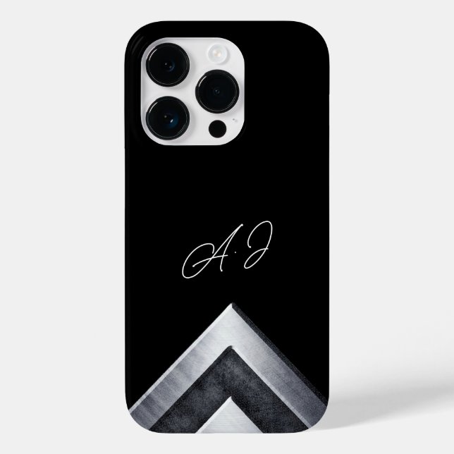 Metal Geometric Mit Monogramm Black Case-Mate iPhone Hülle (Rückseite)