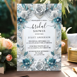 Metal Glam Shiny High End Silver Brautparty Einladung