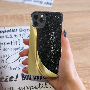 Metal Glitter Look 3-D Gold Monogramm Welle Case-Mate iPhone Hülle