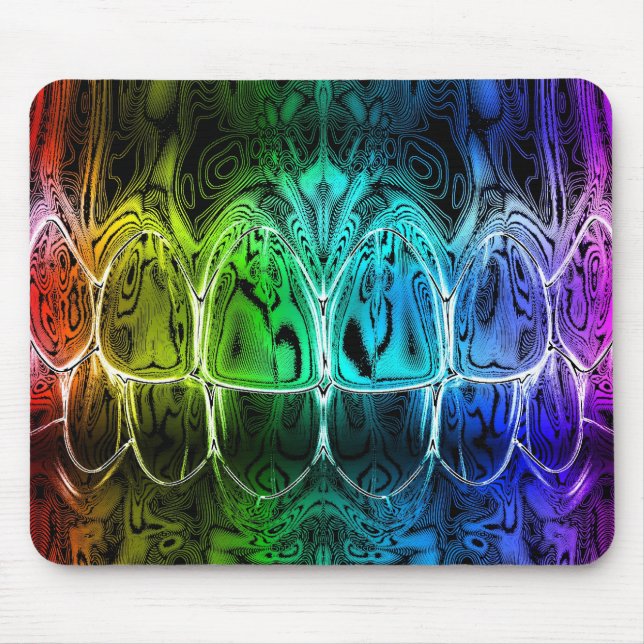 Metal Glow farbige Zähne Bite Dentist Mousepad (Vorne)