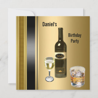 Metal Gold Mens 50. Geburtstag Bronze Drinks Mann Einladung