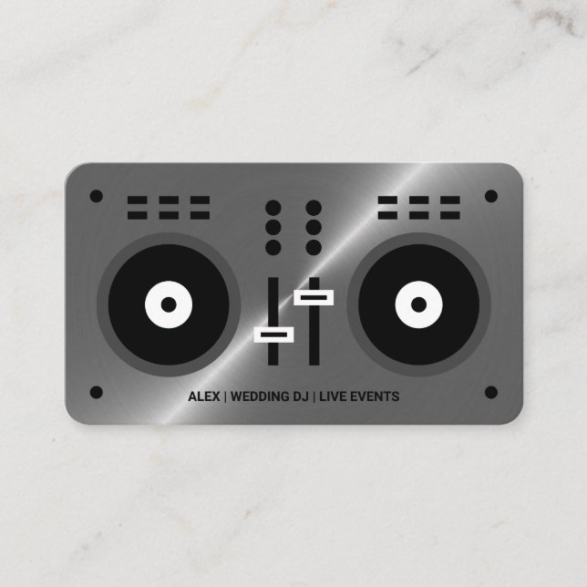 Metal-Gray Imitate Wedding DJ Visitenkarte (Vorderseite)