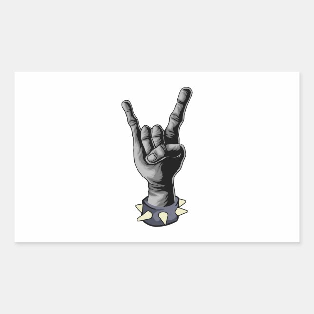 Metal Hand Devil Horns Heavy Metal Rechteckiger Aufkleber (Vorderseite)