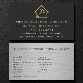 Metal Handyman Construction Black Gold Visitenkarte
