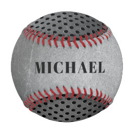 Metal Look Custom Monogram Baseball