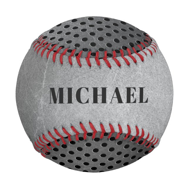 Metal Look Custom Monogram Baseball (Vorderseite)