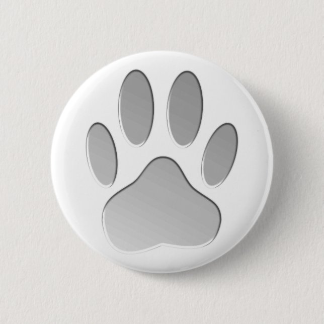 Metal-Look Dog Paw Print Button (Vorderseite)