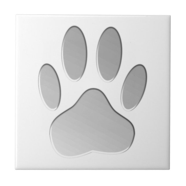 Metal-Look Dog Paw Print Fliese (Vorderseite)