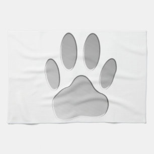 Metal-Look Dog Paw Print Handtuch