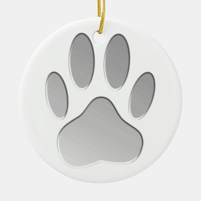 Metal-Look Dog Paw Print Keramikornament (Vorne)