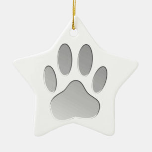 Metal-Look Dog Paw Print Keramikornament