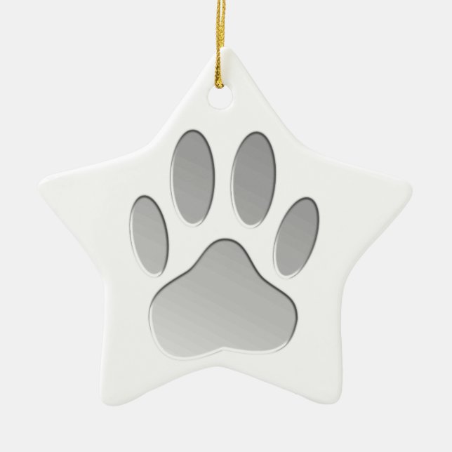 Metal-Look Dog Paw Print Keramikornament (Vorne)